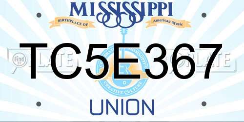 TC5E367 Mississippi License Plate