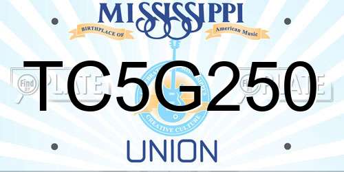 TC5G250 Mississippi License Plate