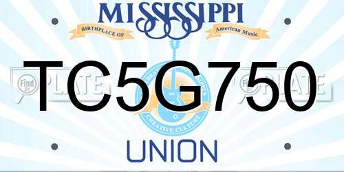 TC5G750 Mississippi License Plate