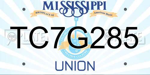TC7G285 Mississippi License Plate