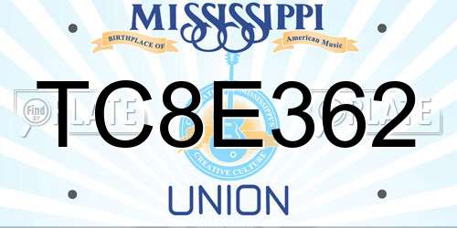 TC8E362 Mississippi License Plate