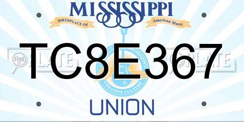 TC8E367 Mississippi License Plate