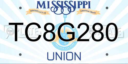 TC8G280 Mississippi License Plate
