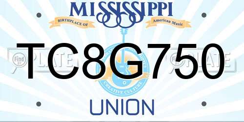 TC8G750 Mississippi License Plate