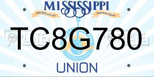 TC8G780 Mississippi License Plate
