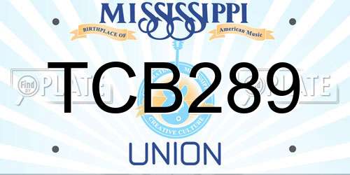 TCB289 Mississippi License Plate