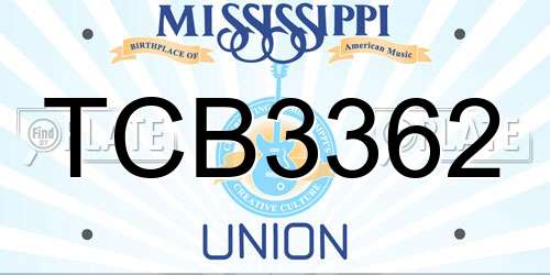 TCB3362 Mississippi License Plate