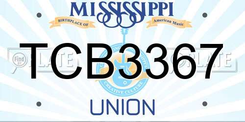 TCB3367 Mississippi License Plate