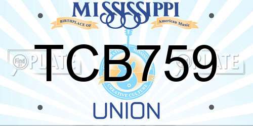 TCB759 Mississippi License Plate