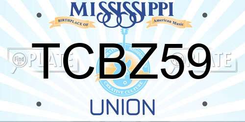 TCBZ59 Mississippi License Plate