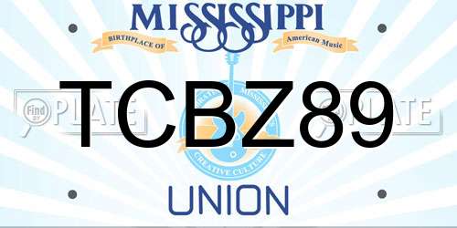 TCBZ89 Mississippi License Plate