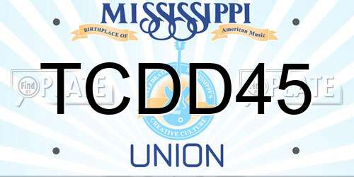 TCDD45 Mississippi License Plate