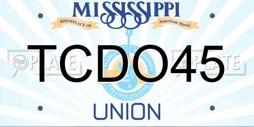 TCDO45 Mississippi License Plate