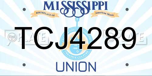 TCJ4289 Mississippi License Plate
