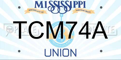 TCM74A Mississippi License Plate