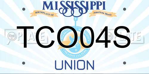 TCO04S Mississippi License Plate
