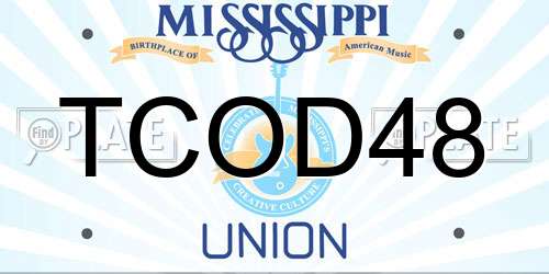 TCOD48 Mississippi License Plate