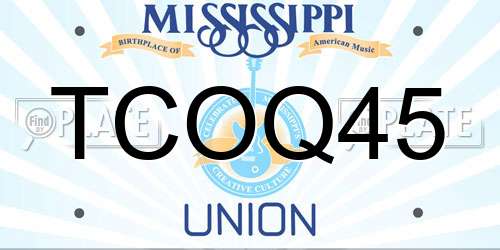 TCOQ45 Mississippi License Plate