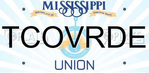 TCOVRDE Mississippi License Plate