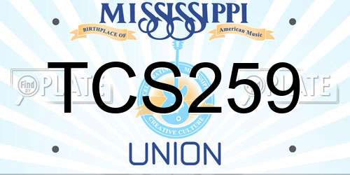TCS259 Mississippi License Plate