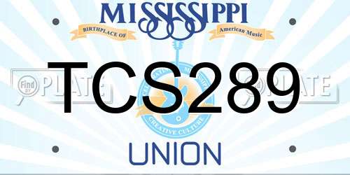TCS289 Mississippi License Plate
