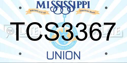 TCS3367 Mississippi License Plate