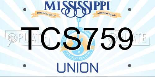 TCS759 Mississippi License Plate