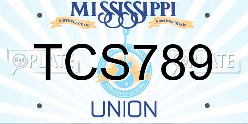 TCS789 Mississippi License Plate