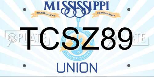 TCSZ89 Mississippi License Plate