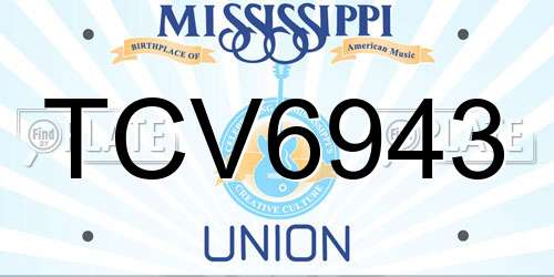 TCV6943 Mississippi License Plate