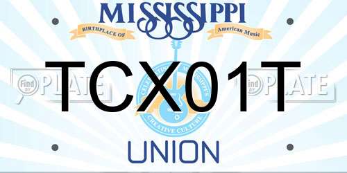 TCX01T Mississippi License Plate