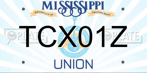TCX01Z Mississippi License Plate