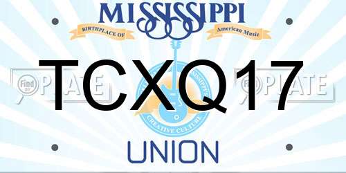 TCXQ17 Mississippi License Plate