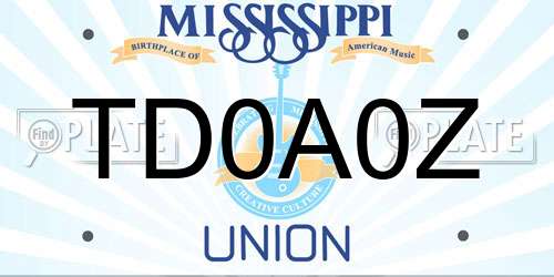 TD0A0Z Mississippi License Plate