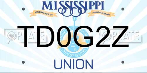 TD0G2Z Mississippi License Plate