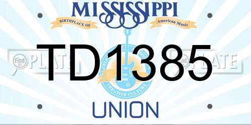 TD1385 Mississippi License Plate