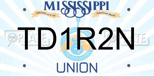 TD1R2N Mississippi License Plate
