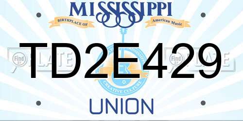 TD2E429 Mississippi License Plate