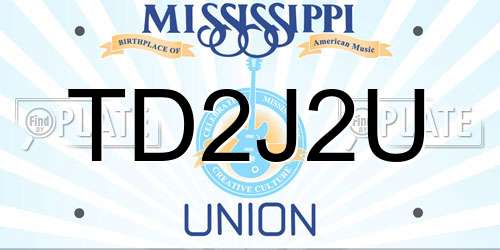 TD2J2U Mississippi License Plate