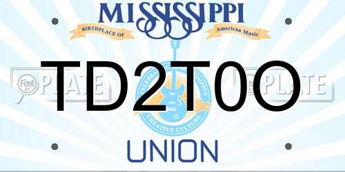 TD2T0O Mississippi License Plate