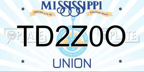 TD2Z0O Mississippi License Plate