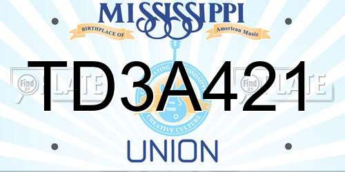 TD3A421 Mississippi License Plate