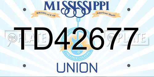 TD42677 Mississippi License Plate