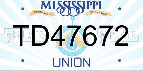 TD47672 Mississippi License Plate
