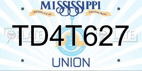 TD4T627 Mississippi License Plate