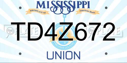 TD4Z672 Mississippi License Plate