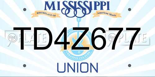 TD4Z677 Mississippi License Plate