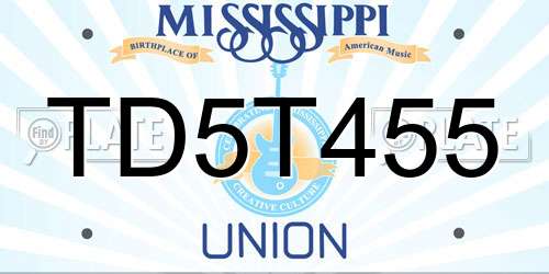 TD5T455 Mississippi License Plate