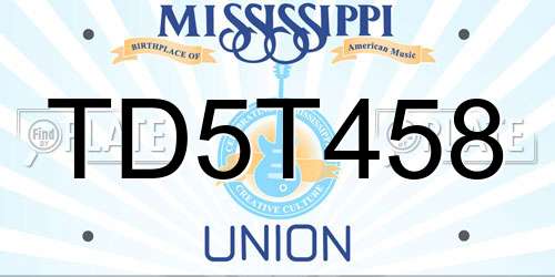 TD5T458 Mississippi License Plate