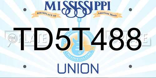 TD5T488 Mississippi License Plate